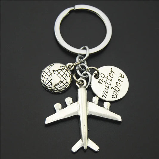 Globe & Plane Keyring