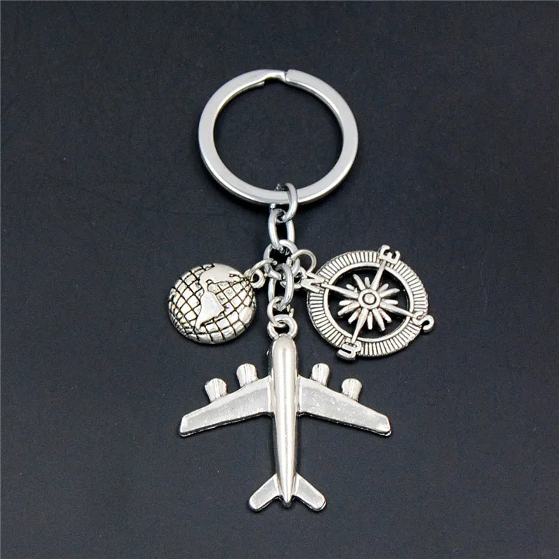 Globe & Plane Keyring
