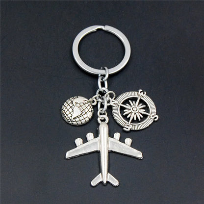 Globe & Plane Keyring