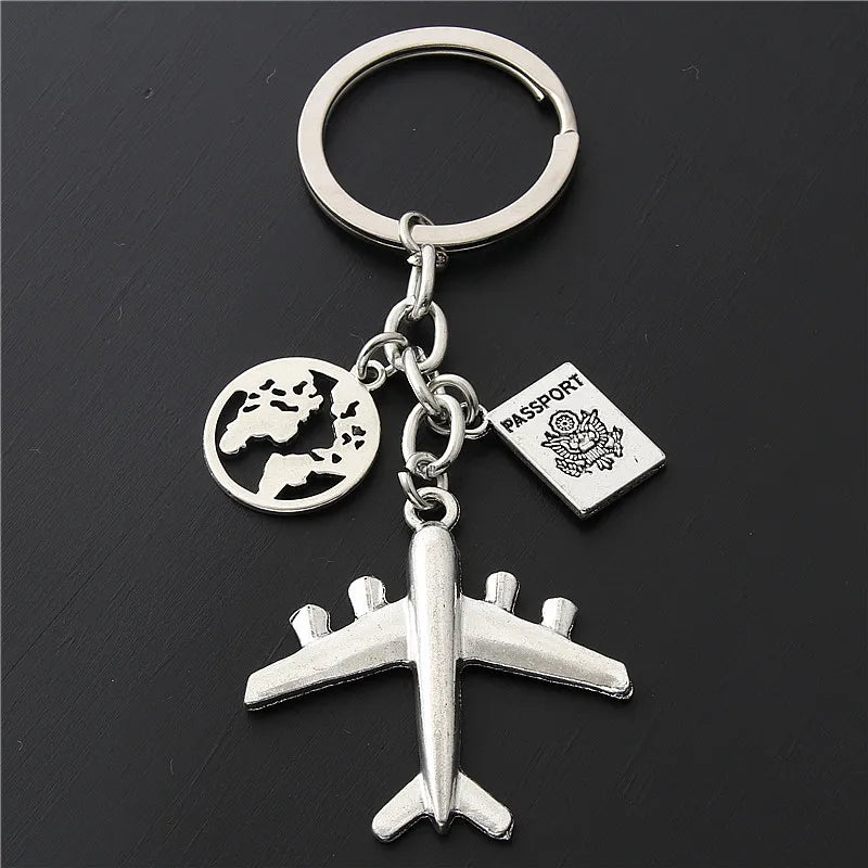 Globe & Plane Keyring