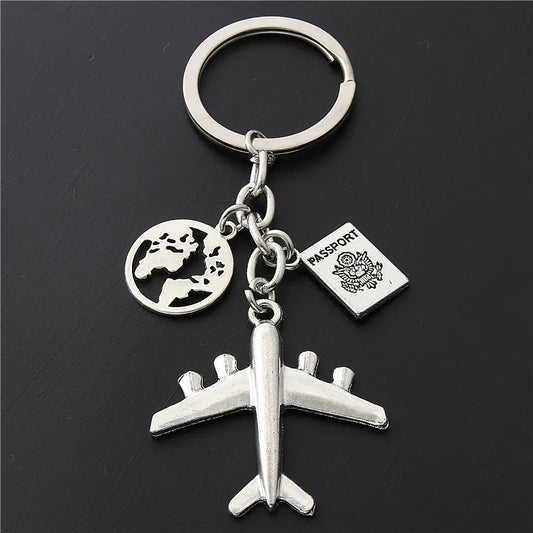 Globe & Plane Keyring