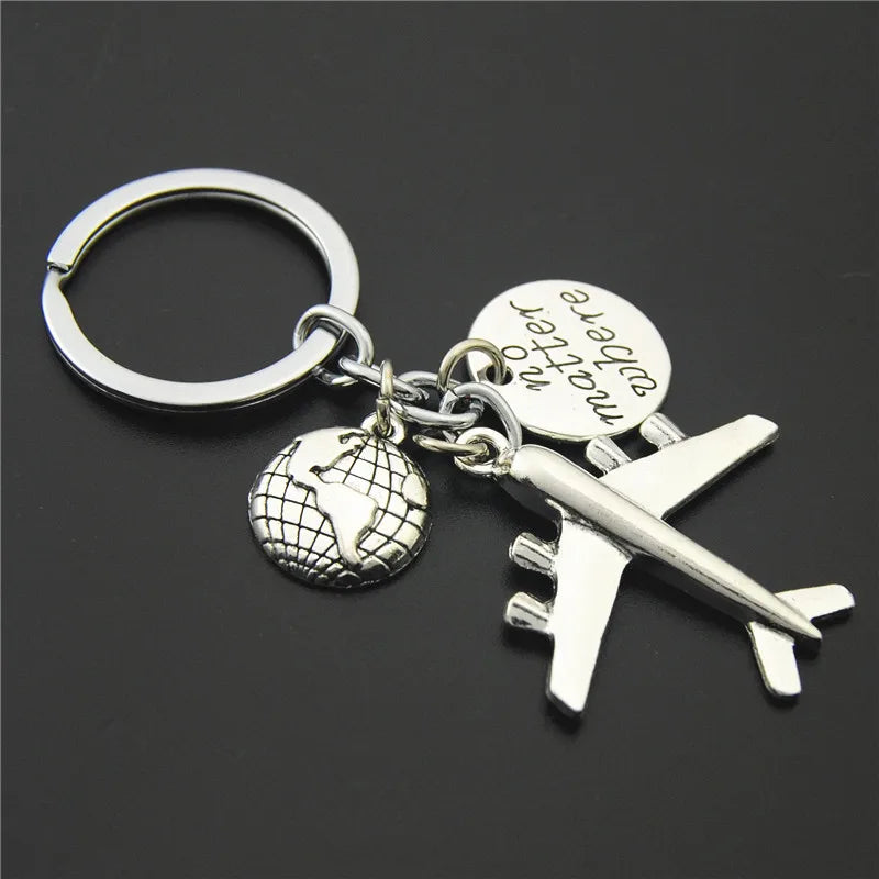 Globe & Plane Keyring