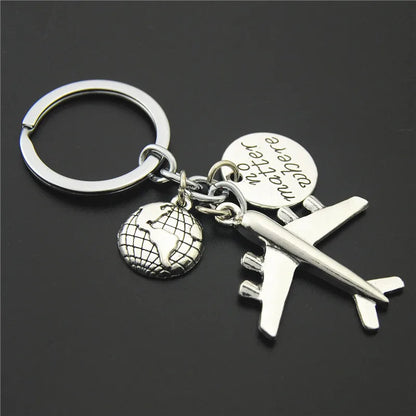 Globe & Plane Keyring