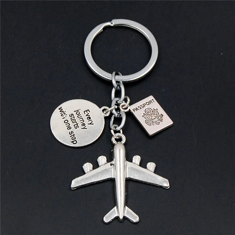 Globe & Plane Keyring