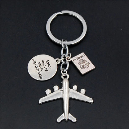 Globe & Plane Keyring